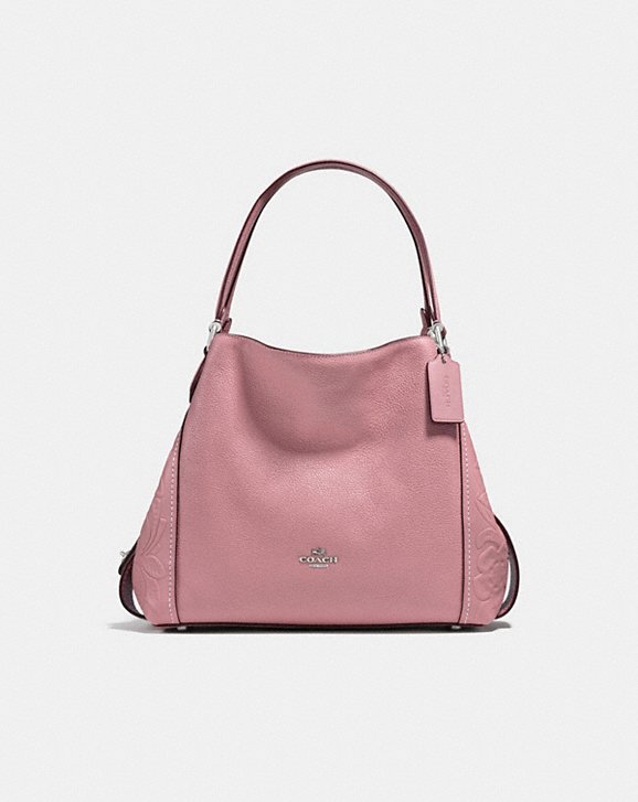 EDIE SHOULDER BAG 31 IN GLOVETANNED LEATHER WITH TEA ROSE TOOLING