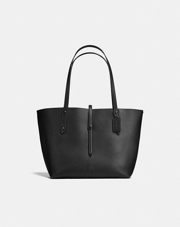MARKET TOTE IN POLISHED PEBBLE LEATHER WITH STARLIGHT