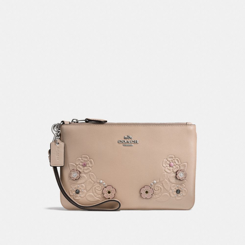 COACH Small Wristlet With Tea Rose and Tooling