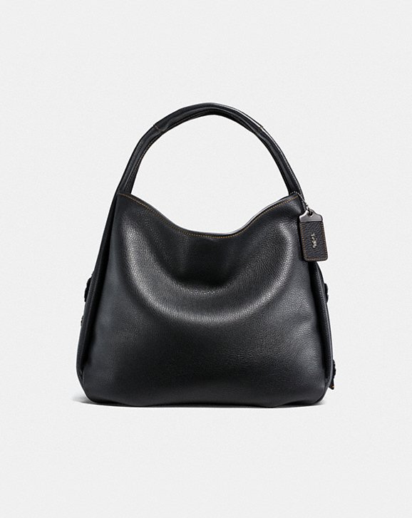 BANDIT HOBO 39 IN NATURAL PEBBLE LEATHER WITH TOOLED TEA ROSE