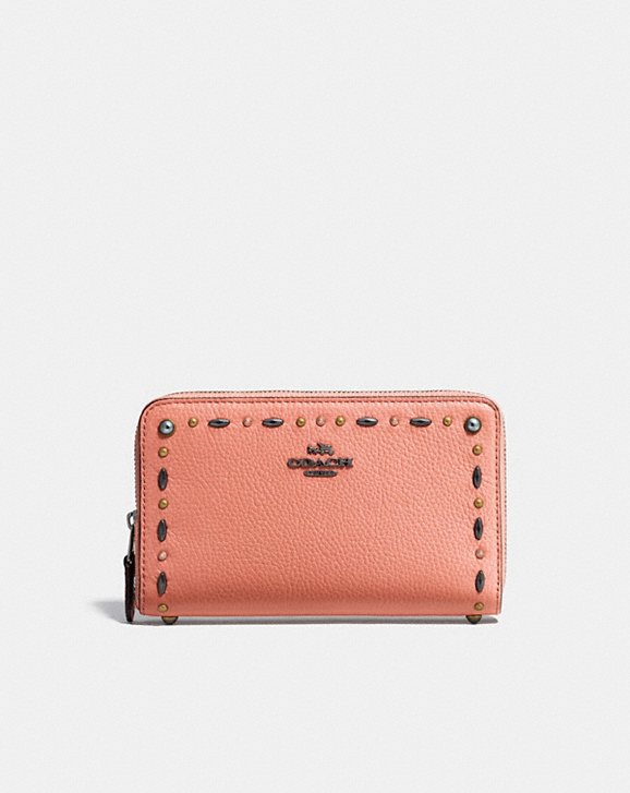 Coach Medium Zip Around Wallet With Prairie Rivets