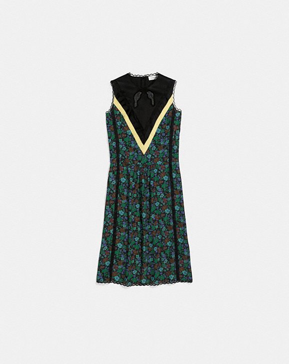 DAISY PRINT SLEEVELESS VARSITY DRESS