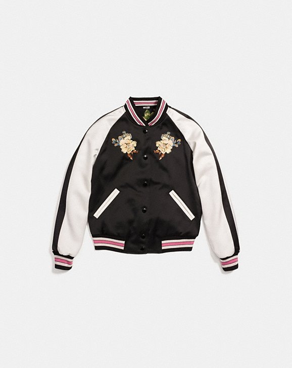REVERSIBLE SATIN VARSITY JACKET
