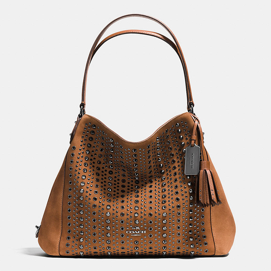 COACH Designer Purses All Over Studs And Grommets Edie Shoulder Bag COACH Designer Purses All Over Studs And Grommets Edie Shoulder Bag