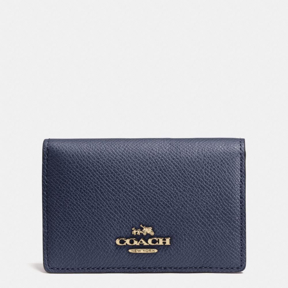 COACH Designer Accessories Business Card Case In Crossgrain Leather