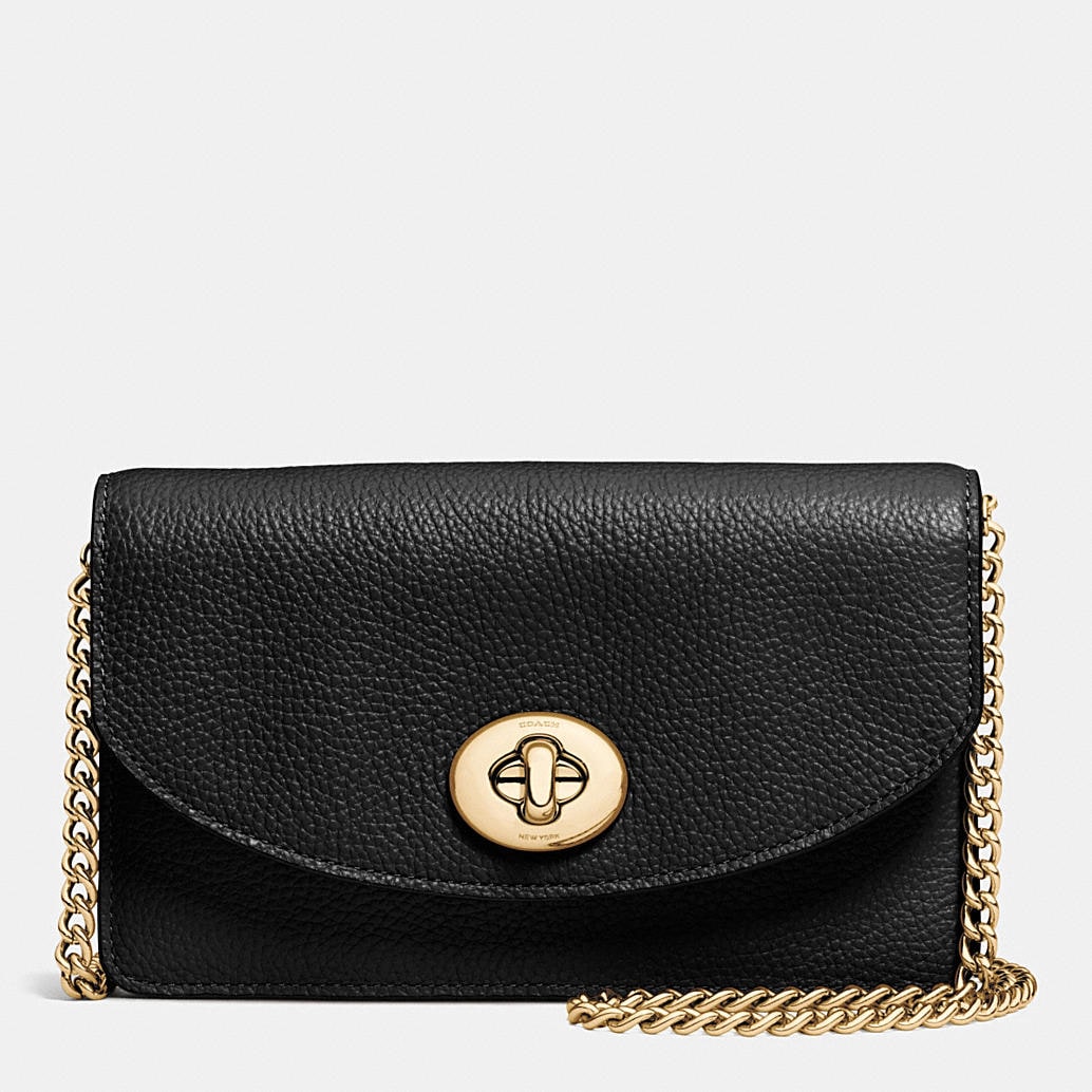 COACH Designer Wallets | Clutch Chain Wallet In Pebble Leather