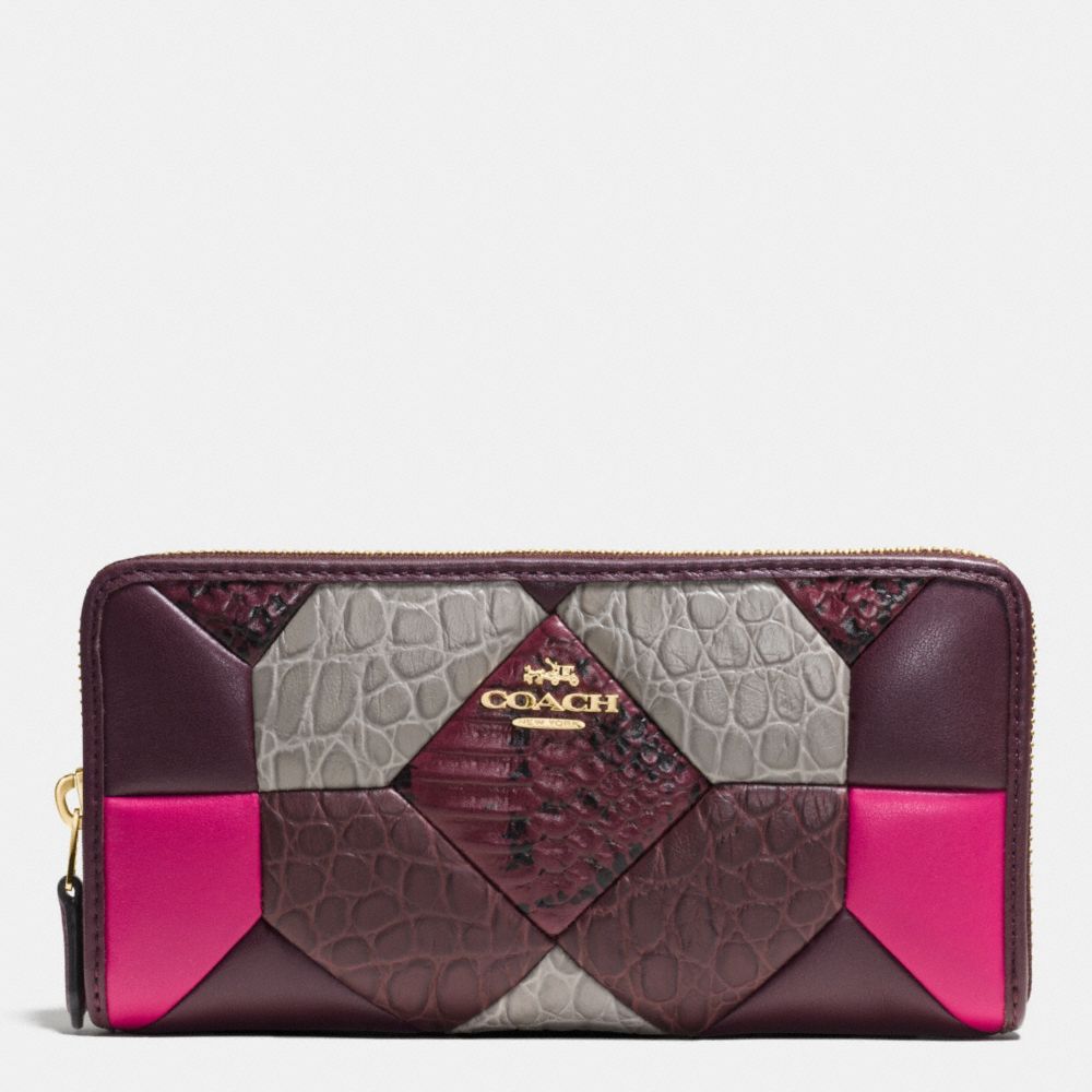 COACH Canyon Quilt Accordion Zip Wallet in Exotic Embossed Leather