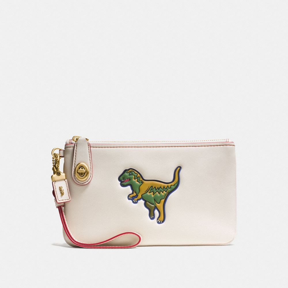 COACH Dinosaur Turnlock Wristlet 21 in Glovetanned Leather
