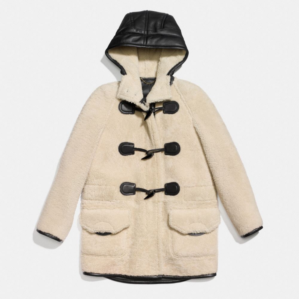 COACH Designer Winter Jackets Shearling Toggle Coat