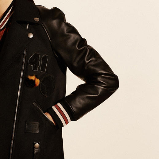 COACH Designer Leather Jackets | Baseball Moto Jacket