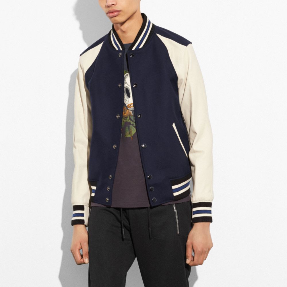 COACH Wool Leather Varsity Jacket
