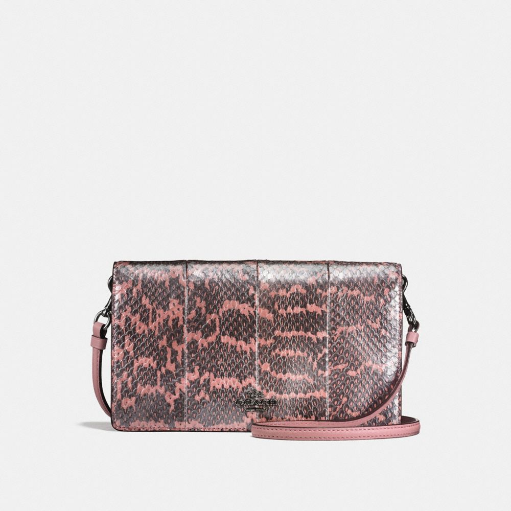 COACH Foldover Crossbody Clutch in Snakeskin