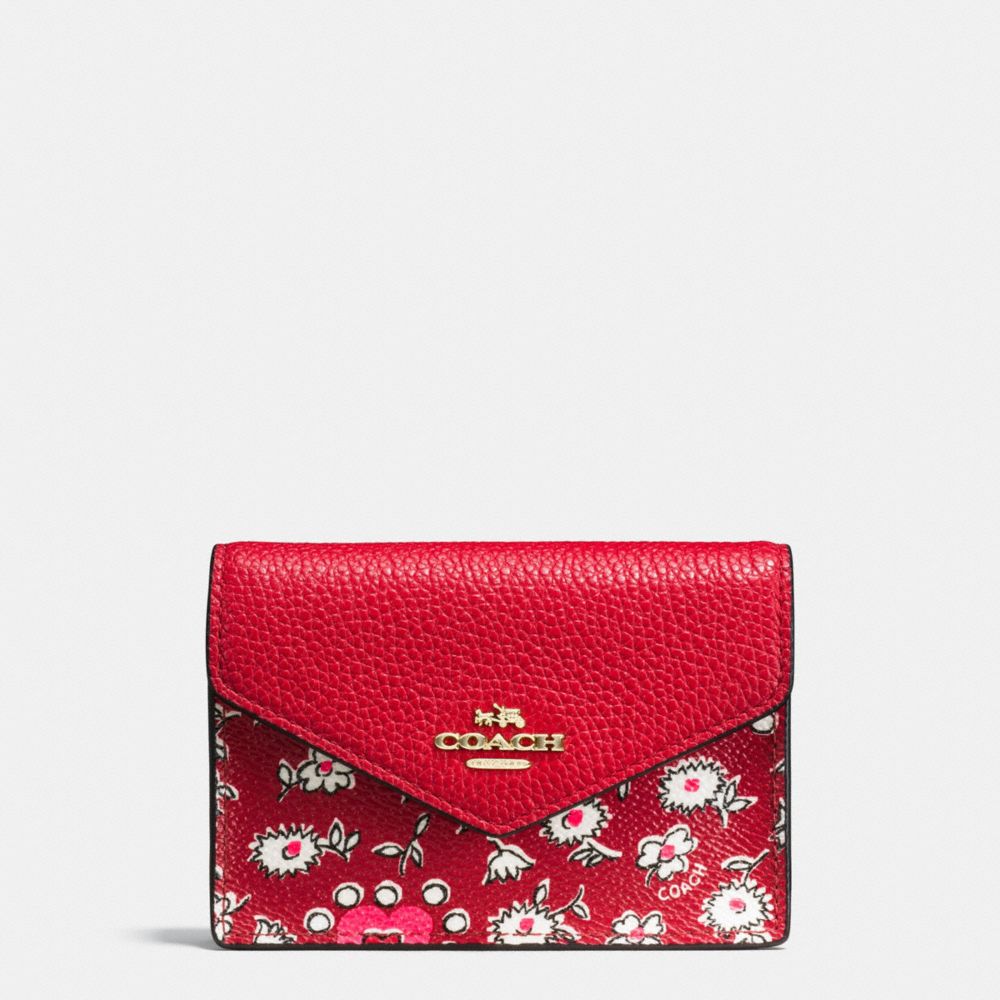COACH Envelope Card Case in Wild Hearts Print Coated Canvas
