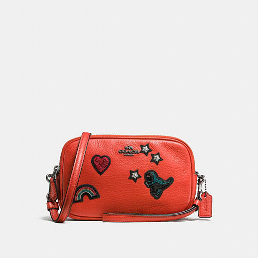 Crossbody Clutch in Grain Leather With Souvenir Embroidery