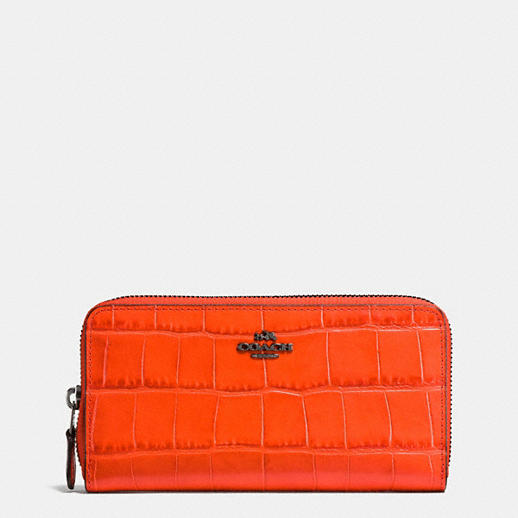 Accordion Zip Wallet in Croc Embossed Leather