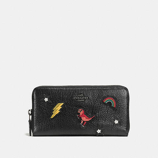 Accordion Zip Wallet in Grain Leather With Souvenir Embroidery