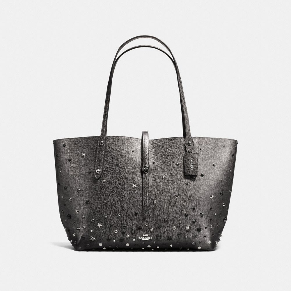 COACH Market Tote In Metallic Leather With Star Rivets