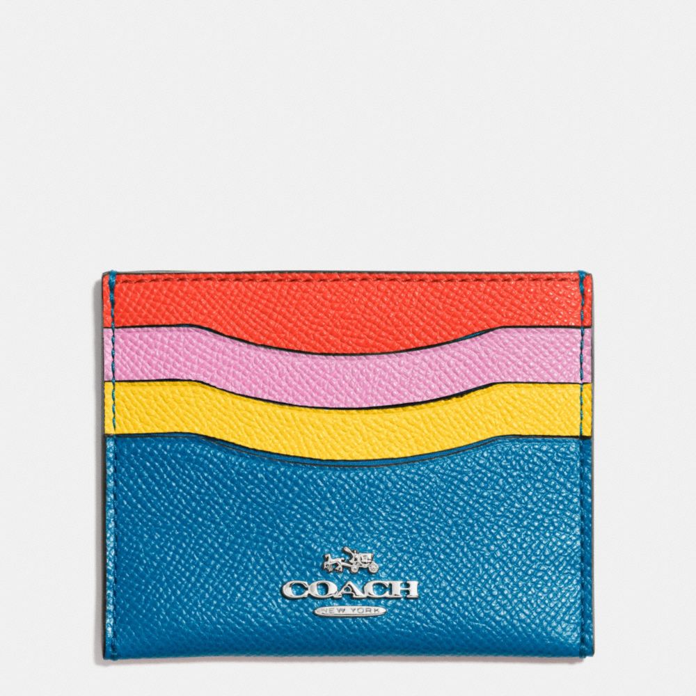 COACH Designer Accessories Flat Card Case In Colorblock Leather