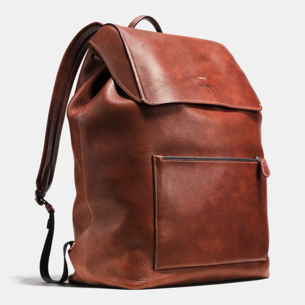 COACH Mens Leather Backpacks Large Manhattan Backpack In Pebble Leather