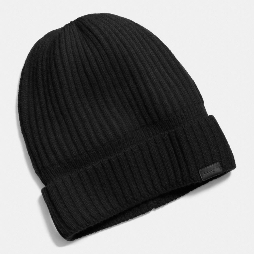 COACH Mens Hats Cashmere Knit Ribbed Beanie
