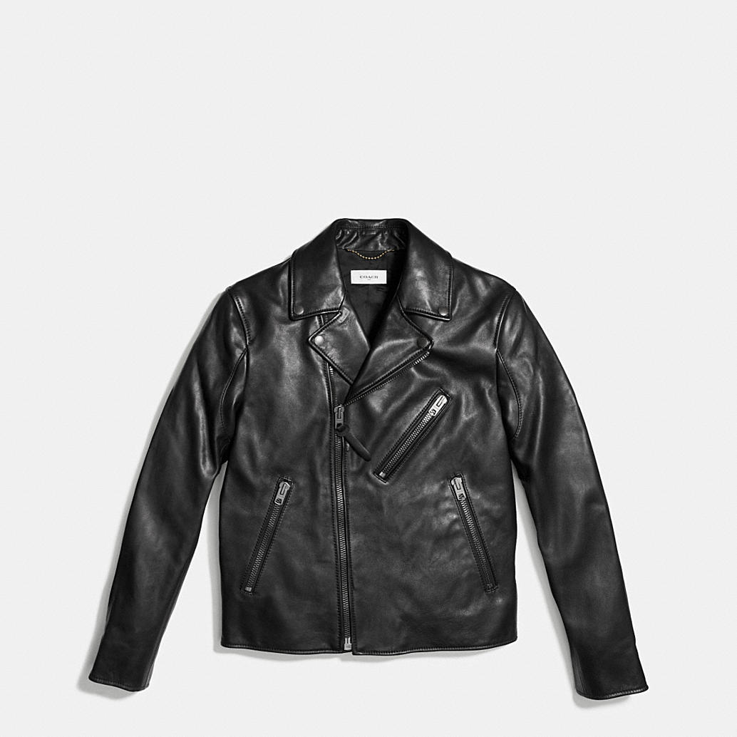 COACH Mens Leather Jackets Leather Moto Jacket