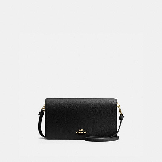 COACH: Foldover Crossbody Clutch In Polished Pebble Leather