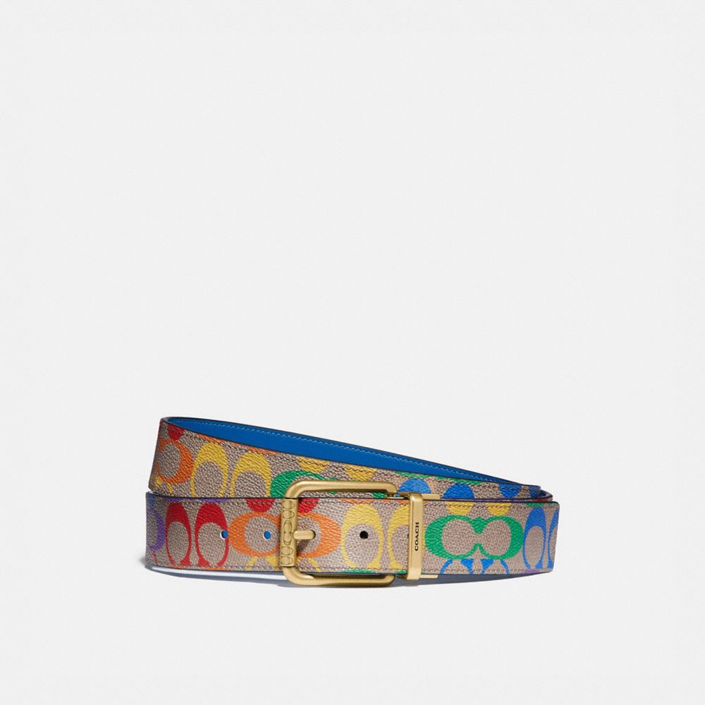 COACH Roller Buckle Cuttosize Reversible Belt In Rainbow Signature
