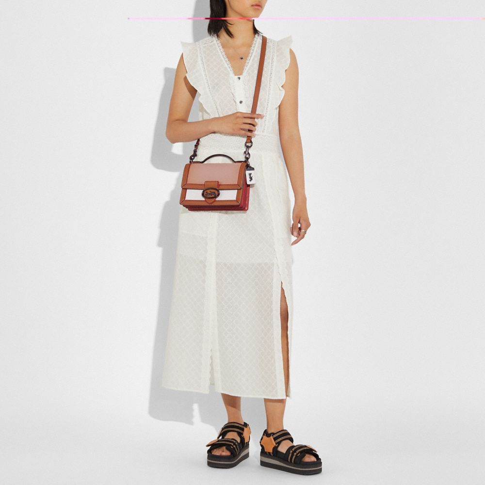 coach riley top handle 22 in colorblock