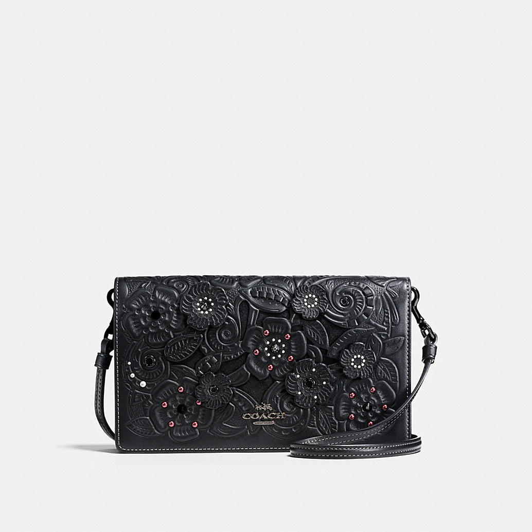 COACH: Foldover Crossbody Clutch With Tea Rose and Tooling