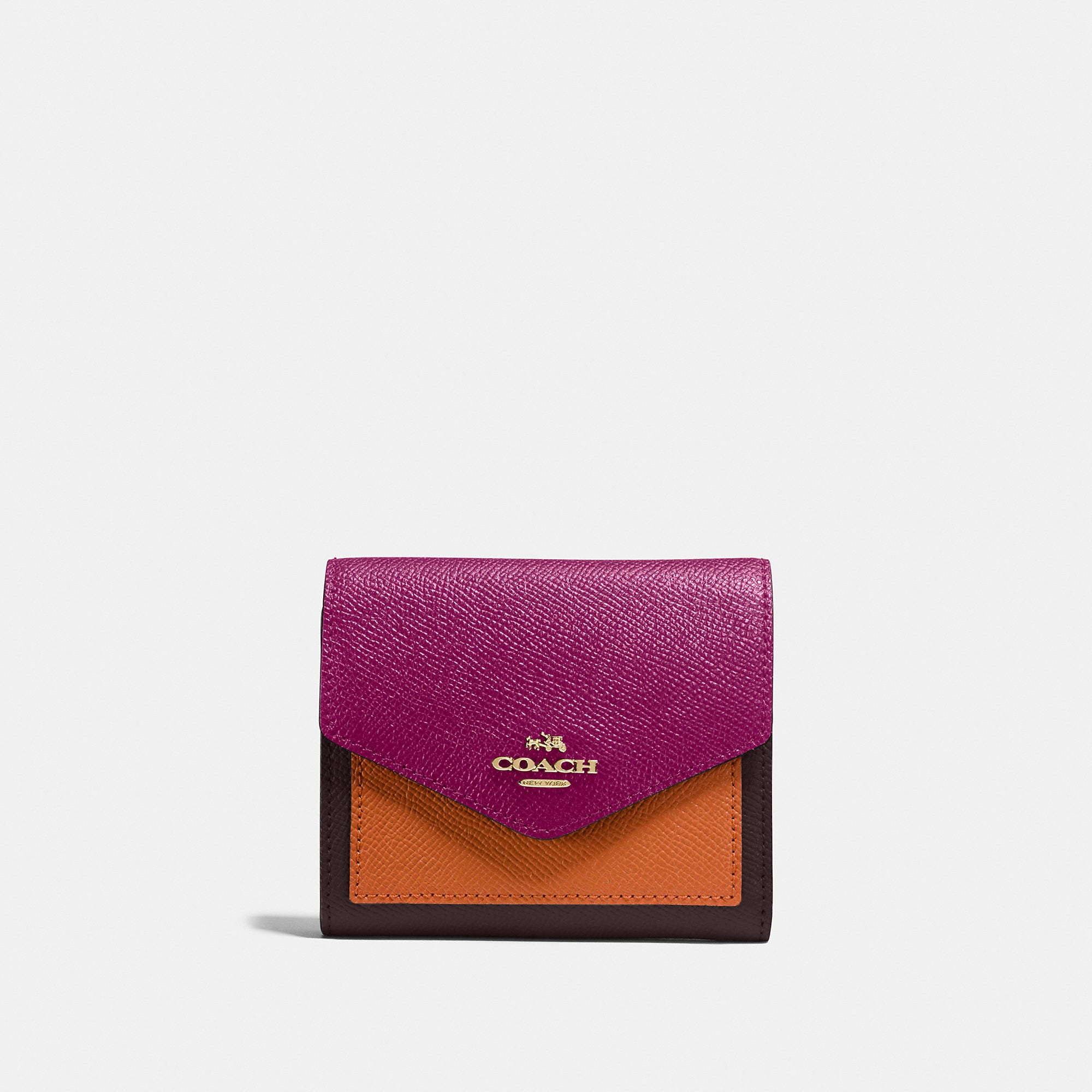 Coach Small Wallet In Colorblock In Pink