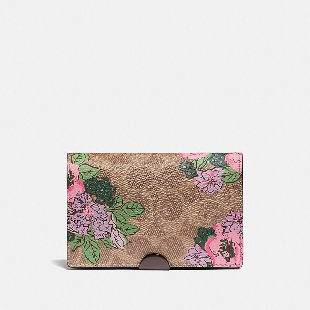 COACH: Dreamer Card Case In Signature Canvas With Blossom Print
