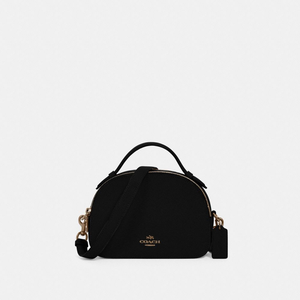 black and beige purse