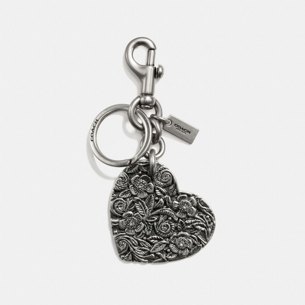 COACH Tooled Heart Bag Charm