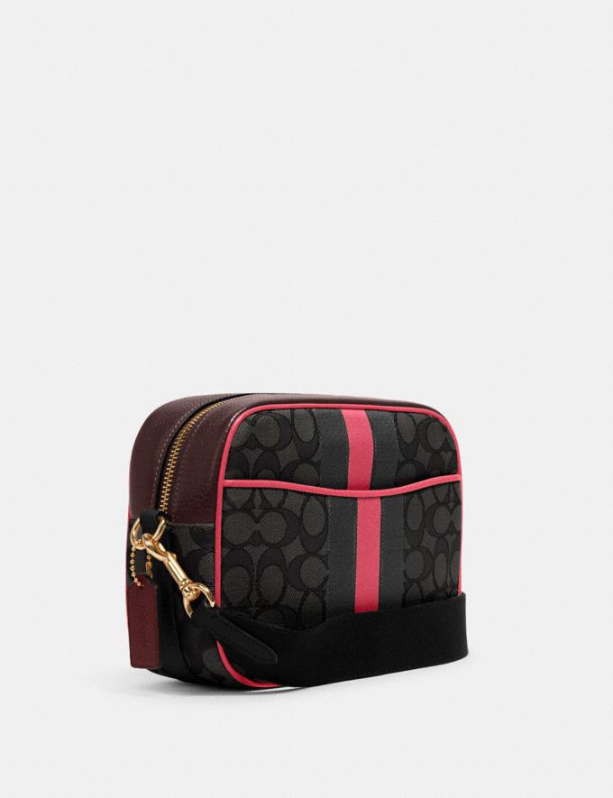 Coach Dempsey Camera Bag in Signature Jacquard With Stripe and Coach Patch Im/Black Wine Multi Outlet Women's Bags Alternate View 1