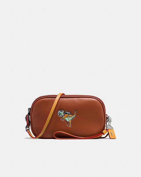 COACH: Crossbody Clutch in Glovetanned Leather With Embossed Space Rexy
