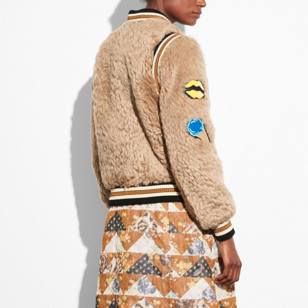 COACH Shearling Varsity Jacket With Patches