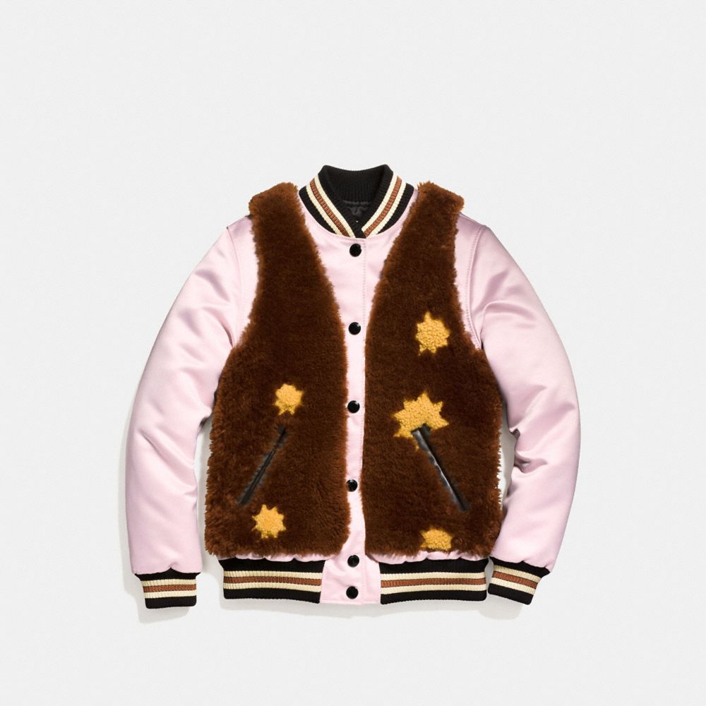 shearling varsity jacket