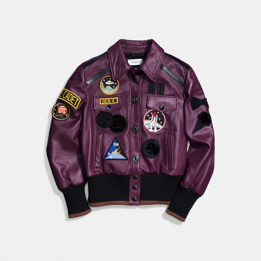 patched leather jacket