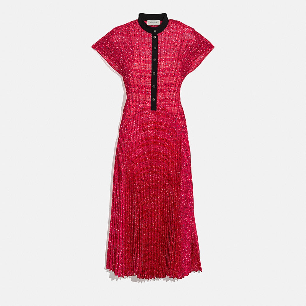 COACH: Sleeveless Pleated Dress