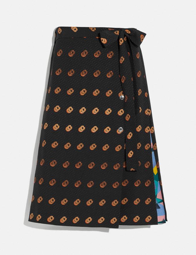 Coach Print Wrap Skirt Black/Orange DEFAULT_CATEGORY  