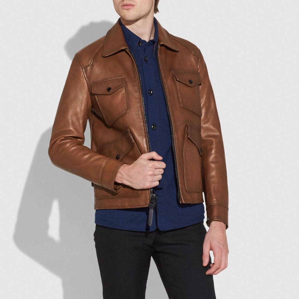 BURNISHED LEATHER FOUR POCKET JACKET