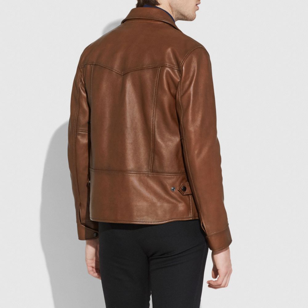 BURNISHED LEATHER FOUR POCKET JACKET - Alternate View 2