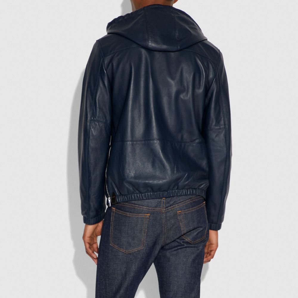 COACH Hooded Leather Jacket