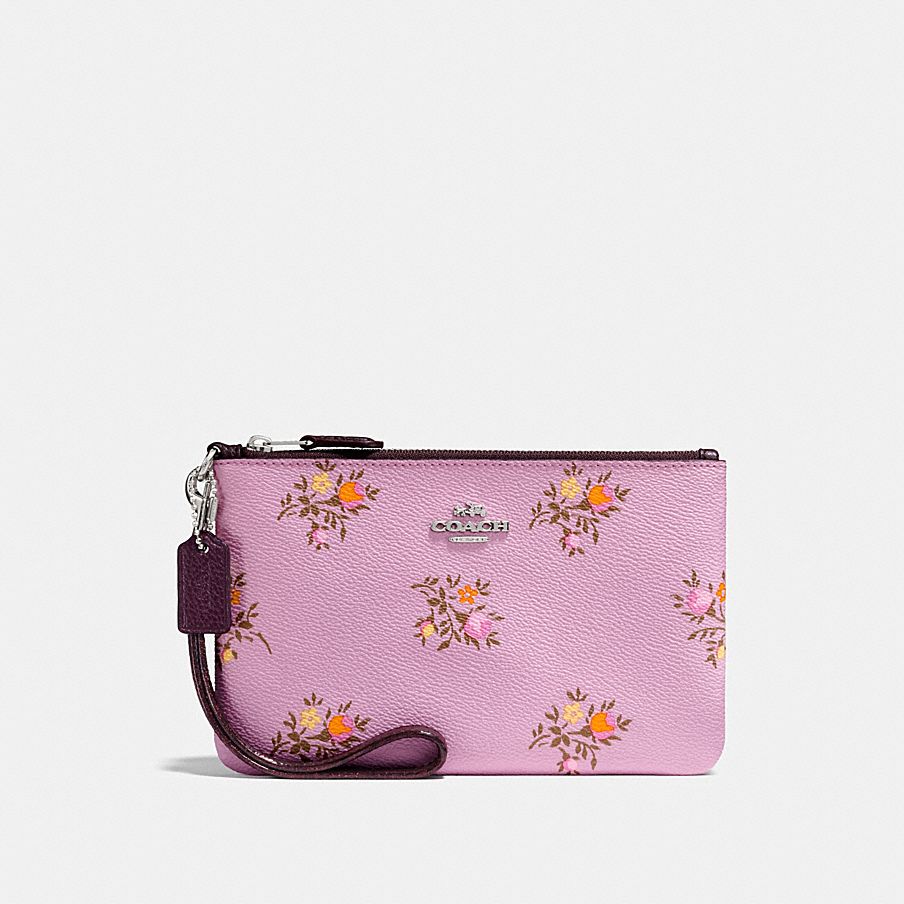 COACH: Small Wristlet With Cross Stitch Floral Print