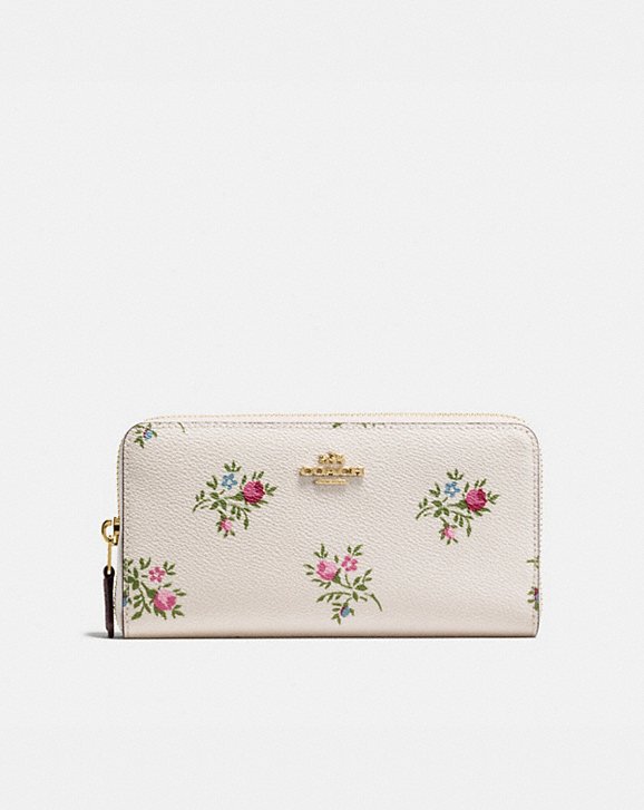 COACH: Accordion Zip Wallet With Cross Stitch Floral Print