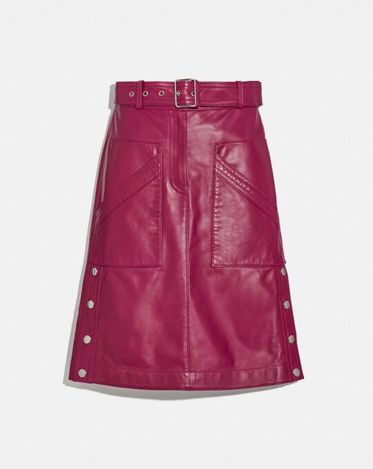 CoachBELTED LEATHER SKIRT
