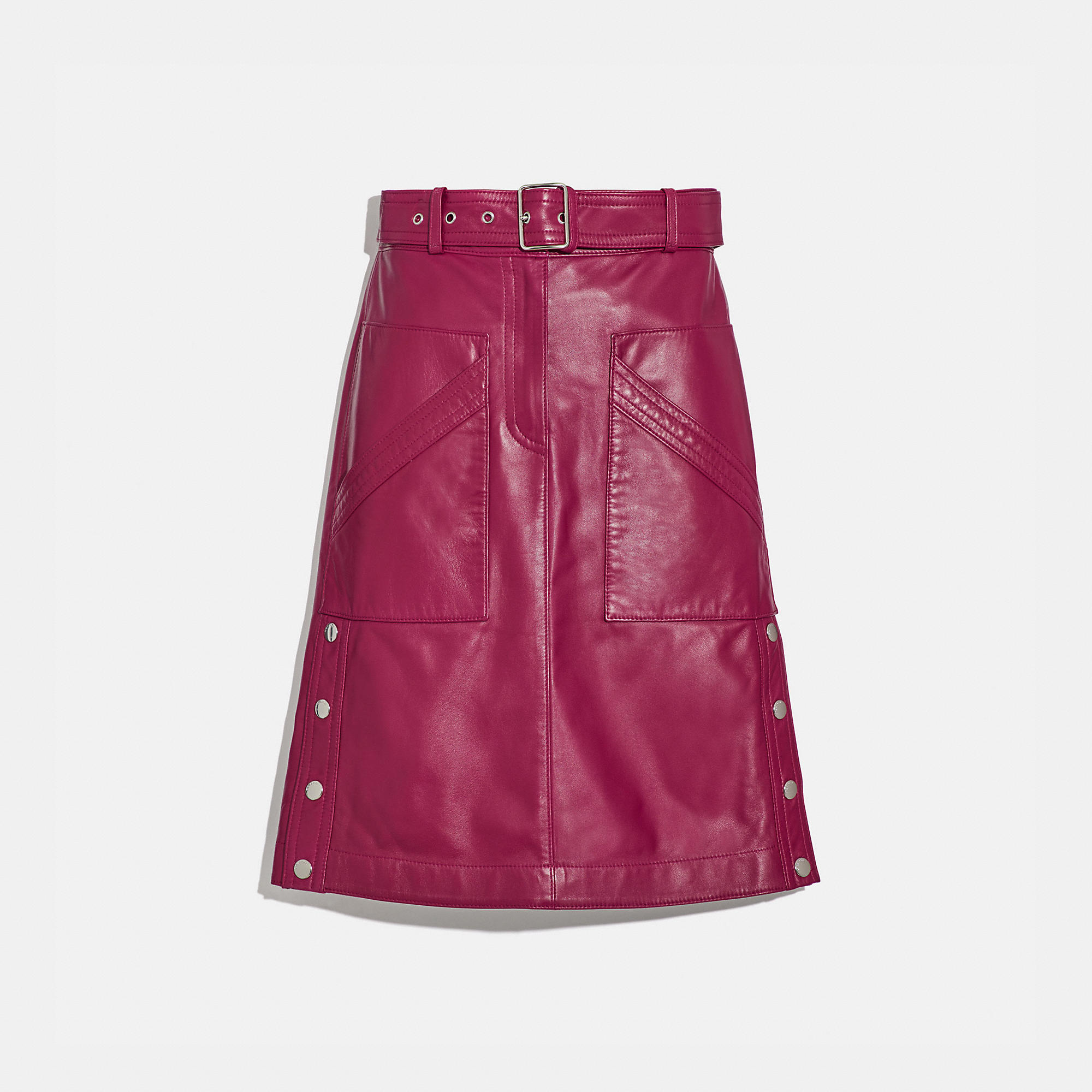 Coach Belted Leather Skirt - Women's In Tweed Berry | ModeSens