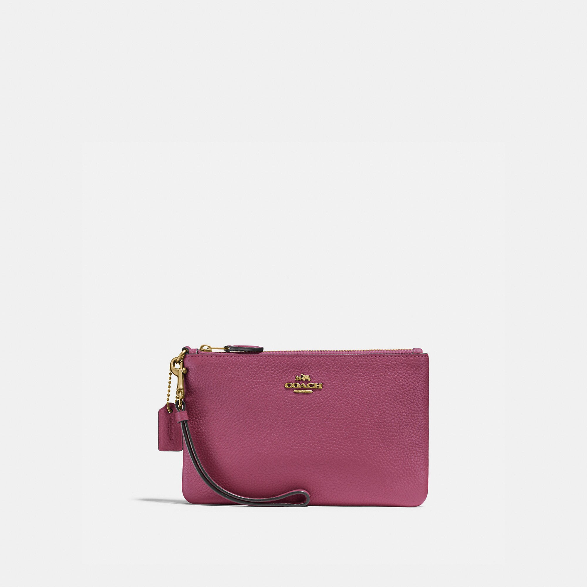 Coach Small Wristlet In Gold/dusty Pink