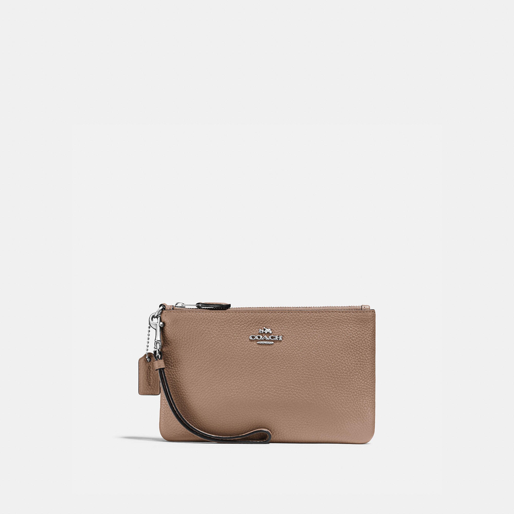Coach Small Wristlet In Lh/taupe