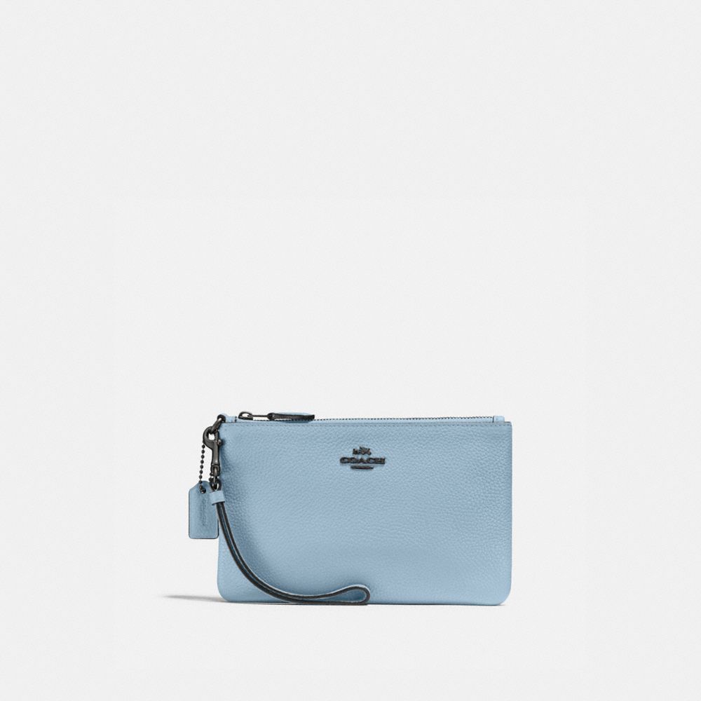 blue wristlet bag